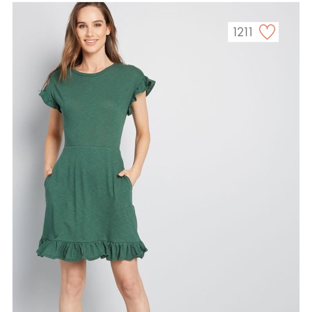 ModCloth Green Ruffle Dress